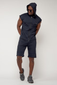 Оптом Спортивный костюм летний мужской темно-синего цвета 22610TS, фото 7