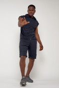 Оптом Спортивный костюм летний мужской темно-синего цвета 22610TS, фото 8