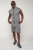 Оптом Спортивный костюм летний мужской светло-серого цвета 2262SS, фото 8