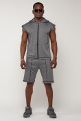 Оптом Спортивный костюм летний мужской серого цвета 2262Sr в Уфе