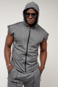 Оптом Спортивный костюм летний мужской серого цвета 2262Sr в Астане, фото 12