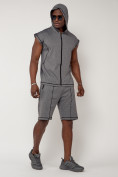 Оптом Спортивный костюм летний мужской серого цвета 2262Sr в Астане, фото 5