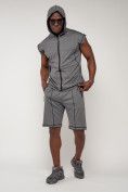 Оптом Спортивный костюм летний мужской серого цвета 2262Sr в Алма-Ате, фото 7
