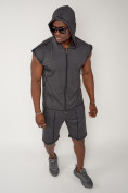 Оптом Спортивный костюм летний мужской темно-серого цвета 2262TC, фото 8