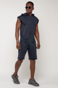 Оптом Спортивный костюм летний мужской темно-синего цвета 2262TS, фото 2