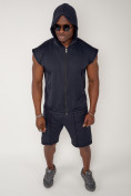 Оптом Спортивный костюм летний мужской темно-синего цвета 2262TS, фото 9