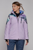 Оптом Горнолыжная куртка женская зимняя великан фиолетового цвета 2263F в Сочи