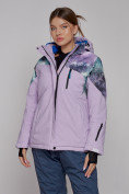 Оптом Горнолыжная куртка женская зимняя великан фиолетового цвета 2263F в Челябинске, фото 2