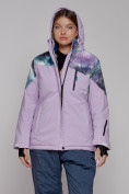 Оптом Горнолыжная куртка женская зимняя великан фиолетового цвета 2263F в Казани, фото 3