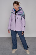 Оптом Горнолыжная куртка женская зимняя великан фиолетового цвета 2263F в  Красноярске, фото 4