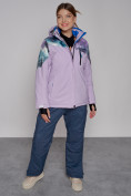 Оптом Горнолыжная куртка женская зимняя великан фиолетового цвета 2263F в  Красноярске, фото 5