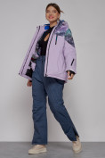 Оптом Горнолыжная куртка женская зимняя великан фиолетового цвета 2263F, фото 6