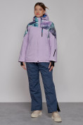 Оптом Горнолыжная куртка женская зимняя великан фиолетового цвета 2263F, фото 8