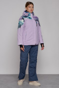 Оптом Горнолыжная куртка женская зимняя великан фиолетового цвета 2263F, фото 10