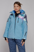 Оптом Горнолыжная куртка женская зимняя великан голубого цвета 2263Gl в Челябинске