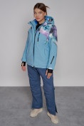 Оптом Горнолыжная куртка женская зимняя великан голубого цвета 2263Gl в Тольятти, фото 5