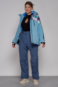 Оптом Горнолыжная куртка женская зимняя великан голубого цвета 2263Gl, фото 8