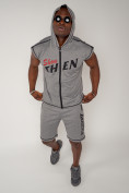 Оптом Спортивный костюм летний мужской светло-серого цвета 2264SS, фото 12