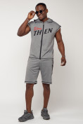 Оптом Спортивный костюм летний мужской светло-серого цвета 2264SS, фото 4