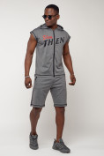 Оптом Спортивный костюм летний мужской серого цвета 2264Sr в Омске, фото 2