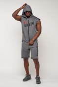 Оптом Спортивный костюм летний мужской серого цвета 2264Sr в Самаре, фото 4