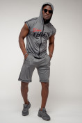 Оптом Спортивный костюм летний мужской серого цвета 2264Sr в Алма-Ате, фото 5