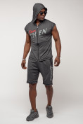 Оптом Спортивный костюм летний мужской темно-серого цвета 2264TC, фото 3