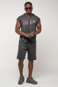 Оптом Спортивный костюм летний мужской темно-серого цвета 2264TC, фото 8