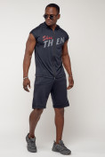Оптом Спортивный костюм летний мужской темно-синего цвета 2264TS в Волгоградке, фото 3