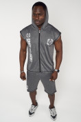 Оптом Спортивный костюм летний мужской серого цвета 2265Sr в Сочи, фото 9