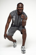 Оптом Спортивный костюм летний мужской серого цвета 2265Sr в Перми, фото 14