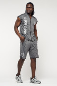 Оптом Спортивный костюм летний мужской серого цвета 2265Sr в Челябинске, фото 6
