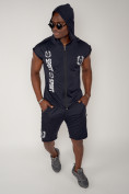 Оптом Спортивный костюм летний мужской темно-синего цвета 2265TS, фото 10