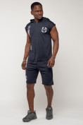Оптом Спортивный костюм летний мужской темно-синего цвета 2265TS в Астане, фото 3