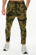 Оптом Трикотажные брюки зауженные камуфляжного цвета 227001Kf в Перми, фото 2