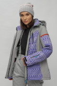 Оптом Горнолыжная куртка женская зимняя великан фиолетового цвета 2272-1F в Казани, фото 8