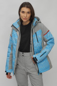 Оптом Горнолыжная куртка женская зимняя великан голубого цвета 2272-1Gl в Самаре