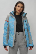 Оптом Горнолыжная куртка женская зимняя великан голубого цвета 2272-1Gl, фото 4