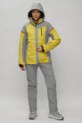 Оптом Горнолыжная куртка женская зимняя великан желтого цвета 2272-1J в Сочи, фото 13
