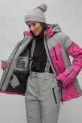 Оптом Горнолыжная куртка женская зимняя великан розового цвета 2272-1R в Кемерово, фото 11