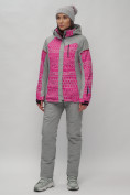 Оптом Горнолыжная куртка женская зимняя великан розового цвета 2272-1R в Ижевск, фото 14