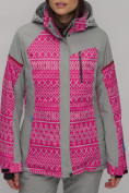 Оптом Горнолыжная куртка женская зимняя великан розового цвета 2272-1R в Казани, фото 2
