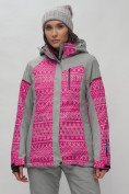 Оптом Горнолыжная куртка женская зимняя великан розового цвета 2272-1R в Тольятти, фото 5