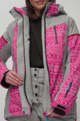 Оптом Горнолыжная куртка женская зимняя великан розового цвета 2272-1R в Челябинске, фото 9