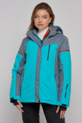 Оптом Горнолыжная куртка женская зимняя большого размера бирюзового цвета 2272-3Br в Екатеринбурге