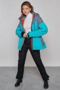 Оптом Горнолыжная куртка женская зимняя большого размера бирюзового цвета 2272-3Br в Екатеринбурге, фото 14