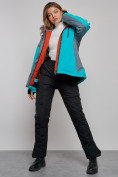 Оптом Горнолыжная куртка женская зимняя большого размера бирюзового цвета 2272-3Br в Казани, фото 21