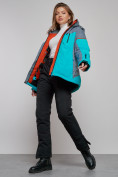 Оптом Горнолыжная куртка женская зимняя большого размера бирюзового цвета 2272-3Br в Казани, фото 22