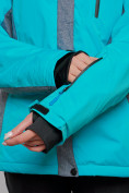Оптом Горнолыжная куртка женская зимняя большого размера бирюзового цвета 2272-3Br в Казани, фото 4