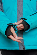 Оптом Горнолыжная куртка женская зимняя большого размера бирюзового цвета 2272-3Br в Екатеринбурге, фото 5